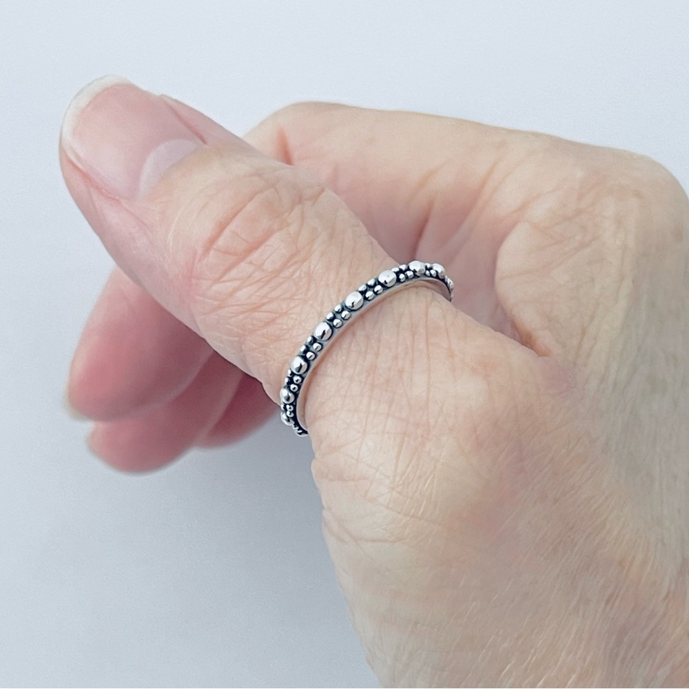 Sterling Silver Bali Style Bead Band Ring, Wedding Bands, Silver Rings, Beads